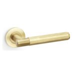 Alexander & Wilks AW220SBPVD Spitfire Knurled Lever On Round Rose - Satin Brass PVD (LEAD TIME: 2-3 DAYS)