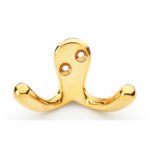 Alexander & Wilks AW773PBU Victorian Double Robe Hook - Polished Brass Unlacquered (LEAD TIME: 2-3 DAYS)