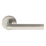 Eurospec CSL1192BSS Mitred Round Bar Lever On Sprung Rose (LEAD TIME: 2-3 DAYS)