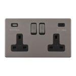 Eurolite ECBN2USBCB Concealed 3mm 2 Gang USBC Socket (LEAD TIME: 2-3 DAYS)