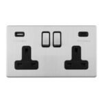 Eurolite ECSS2USBCB Concealed 3mm 2-Gang USBC Socket (LEAD TIME: 2-3 DAYS)