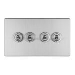 Eurolite ECSST4SW 4-Gang 10Amp 2-Way Toggle Switch Satin Stainless Plate (LEAD TIME: 2-3 DAYS)