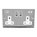 Eurolite EN2USBCPCW 2-Gang 13Amp Switched Socket with USB-C - Polished Chrome (LEAD TIME: 2-3 DAYS)