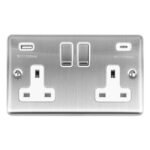 Eurolite EN2USBCSSW 2-Gang 13Amp Switched Socket with USB-C - Stainless Steel (LEAD TIME: 2-3 DAYS)