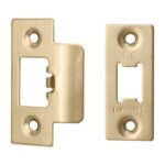Eurospec FSF5009PVD Forend Strike & Fixing Pack To Suit Heavy Duty Tubular Latch - PVD Square Forend (LEAD TIME: 2-3 DAYS)