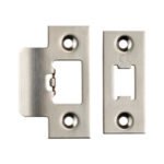 Eurospec FSF5009SSS Forend Strike & Fixing Pack To Suit Heavy Duty Tubular Latch - Satin Stainless Steel Square Forend (LEAD TIME: 2-3 DAYS)