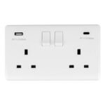 Eurolite PL4620C Enhance White Plastic 2-Gang USB-C Socket (LEAD TIME: 2-3 DAYS)