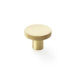Alexander & Wilks AW802-38-SB Hanover Knurled Circular Cupboard Knob - Satin Brass 38mm (LEAD TIME: 2-3 DAYS)