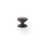Alexander & Wilks AW825-25-DBZ Waltz Round Cupboard Knob On Stepped Rose - Dark Bronze Knob 25mm (LEAD TIME: 2-3 DAYS)