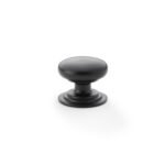 Alexander & Wilks AW825-32-BL Waltz Round Cupboard Knob On Stepped Rose Black Knob 32mm (LEAD TIME: 2-3 DAYS)