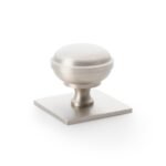 Alexander & Wilks AW826-38-SN Quantock Cupboard Knob On Square Backplate - Satin Nickel 38mm (LEAD TIME: 2-3 DAYS)