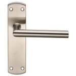 Eurospec CSLP1162B/SSS Steelworx Residential Mitred Lever On Latch Backplate (LEAD TIME: 2-3 DAYS)