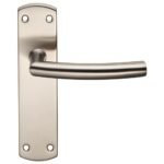 Eurospec CSLP1167B/SSS Steelworx Residential Arched Lever On Latch Backplate (LEAD TIME: 2-3 DAYS)