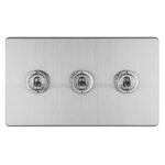 Eurolite ECSST3SW 3-Gang 10Amp 2-Way Toggle Switch Satin Stainless Plate (LEAD TIME: 2-3 DAYS)