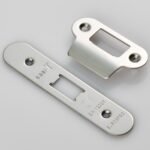 Eurospec FSF5008BSS/R Forend Strike & Fixing Pack To Suit Flat Latch FLL5030 - Bright Stainless Steel Radius Forend (LEAD TIME: 2-3 DAYS)