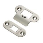 Eurospec FSF5009SSS/R Forend Strike & Fixing Pack To Suit Heavy Duty Tubular Latch - Satin Stainless Steel Radius Forend (LEAD TIME: 2-3 DAYS)