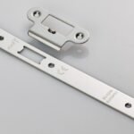 Eurospec FSF5016BSS/R Forend Strike & Fixing Pack To Suit Din Latch - Bright Stainless Steel Radius Forend (LEAD TIME: 2-3 DAYS)
