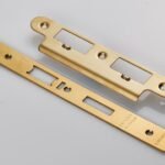 Eurospec FSF5032PVD/R Forend Strike & Fixing Pack To Suit Din Escape Lock - PVD Radius Forend (LEAD TIME: 2-3 DAYS)