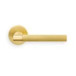 HR5SB Hey Riga Lever Handle On Threaded Round Rose OSA (- Satin BRASS) (LEAD TIME: 2-3 DAYS)
