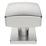 Eurospec SWE1062SSS Square Centre Door Knob 62mm Dia Bolt Through Fixing - Satin Stainless Steel (LEAD TIME: 2-3 DAYS)